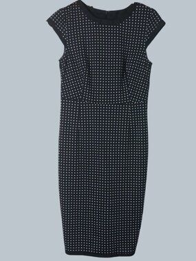 Hal Rubenstein Polka Dot Shift Dress Womens XS Black Career Work Wedding Guest